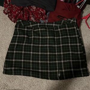 Green plaid skirt